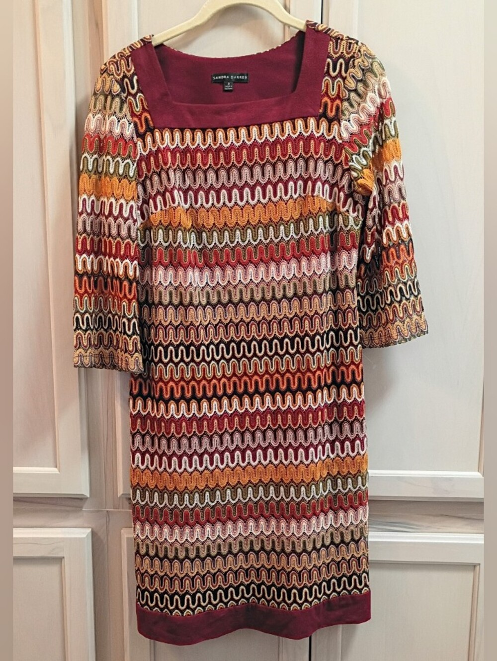 NWOT Sandra Darren Missoni Style Zigzag Knit Dress Size 8